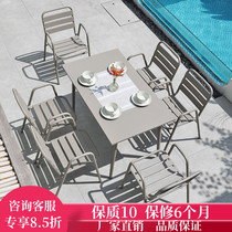 Outdoor table and table waterproof aluminium alloy minimalist courtyard garden Balcony Open-air Casual Dining Chair Milk Tea Cafe Modern