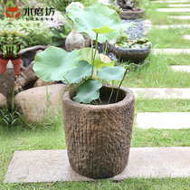 Pastoral retro simulation Wood flowerpot flower box courtyard garden imitation stone trough flower stand plant vegetable pot balcony decorative flower device