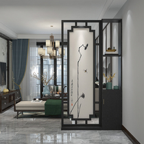 New Chinese style screen partition Living room bedroom entrance home occlusion Solid wood hollow storage storage can be customized seat screen