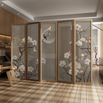 New Chinese screen partition living room entrance screen mobile classical bedroom shielding home folding solid wood