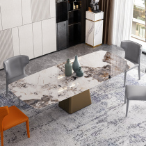 Italian light luxury Rock board dining table and chair combination small apartment Pandora luxury stone bright square table simple household dining table