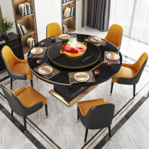 Multi-function telescopic dining table and chair combination with battery stove Light luxury variable round table Small apartment folding dining table Household
