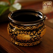 Home Buddha Tang sandalwood line incense burner for Buddha Guanyin Wealth God incense burner ceramic black gold Lotus 456 inch incense burner