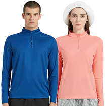 Exploratory autumn outdoor stretch collar quick-drying T-shirt Mens Womens loose breathable running mountaineering quick-drying long sleeves