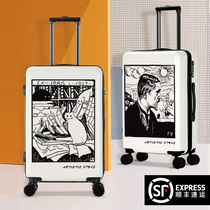 Graffiti art suitcase 20 inch boarding box pop wind 24 inch trolley case universal wheel silent 26 travel box