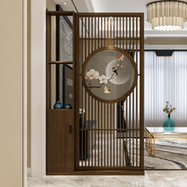 New Chinese style entrance screen partition Living room household decoration Solid wood shelf Cabinet hollow occlusion customization