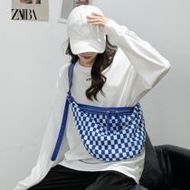 Checkerboard Dumpling Bag Waist Bag Advanced Sense College Student Class Bag Large Capacity Mother-in-Child Tote Bag Shoulder Messenger Bag