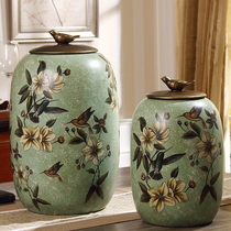 Retro European ceramic storage can ornaments luxury creative American home living room TV cabinet porch soft decorations