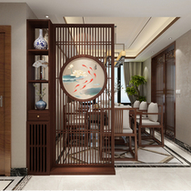 New Chinese screen partition living room entrance decorative partition shelf Solid Wood Hollow fence screen Cabinet