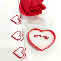 Personality pin creative stationery bookmark red love paper clip bookmark hand book paper clip Office supplies color plating