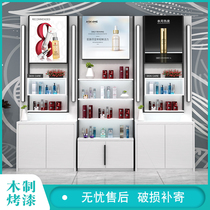 Product one cosmetics display rack container combination skin care products back cabinet display counter wooden paint shelf
