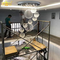 Duplex building large chandelier staircase long chandelier luxury villa crystal lamp hotel lobby lobby living room hollow chandelier