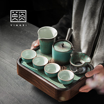 English Kung Fu tea set Household living room ceramic teapot Teacup set Water storage tea plate Tea set Small tea set