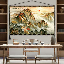 New Chinese style Wuyue Taishan horizontal large size hanging painting living room background wall decoration painting study cloth art hanging carpet painting