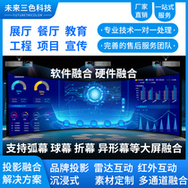 Projection pure hardware fusion device Two or three multi-screen treasure curved folding ring screen multi-channel desktop edge fusion software