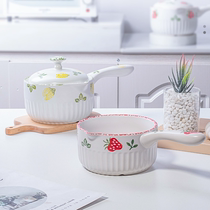 Ceramic milk pot instant noodle pot small cooking pot hot milk cute baby supplement pot small pot home noodle casserole