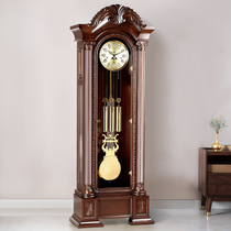 Overlord clock Chinese atmospheric floor clock German Hemler movement European style retro living room Golden sandalwood clock