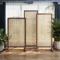 Simple solid wood rattan woven screen Office sales department Living room partition Hotel living room Study Tea room Entrance seat screen