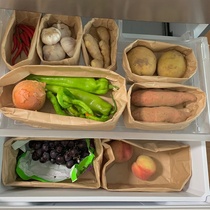 Refrigerator storage box Kraft paper food food egg fruit fresh storage packaging bag takeout
