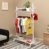 New house Easy clothes hat rack Bedroom mobile hanging hanger floor European style iron art home clothes rack containing shelf