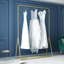 Nordic light luxury modern wedding dress cheongsam shelf double-layer hanger pole creative floor bedroom coat rack