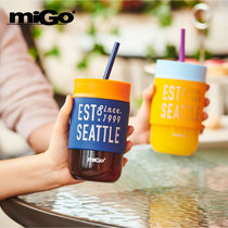 American migo straw cup Female Seattle city glass anti-scalding explosion-proof leak-proof coffee accompanying cup Car cup