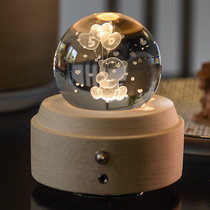 Bear Balloon Crystal Ball Wooden Music Box Music Box Music Box Send Girlfriend Send Girlfriend New Year Christmas Gift