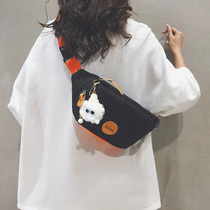 2023 new chest bag womens simple casual all-match canvas Messenger bag hit color waist bag sports trend shoulder bag men