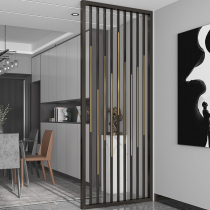 Light luxury stainless steel screen Chinese style entry barrier simple modern metal living room entrance partition wall decoration custom