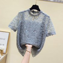 Brand discount store shopping mall counter withdrawal cabinet cut mark Womens tail cargo clearance hollow short sleeve lace gown shirt chiffon shirt