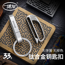 Bo you personality titanium alloy car keychain men wear belt waist hanging creative keychain simple lettering gift