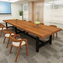 Office negotiate table and chairs combined solid wood meeting table minimalist modern strip table guests reception staff bench