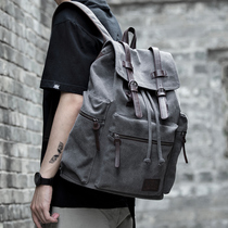 Canvas backpack mens fashion trend casual travel bag retro tooling commuter backpack Middle School schoolbag mens bag