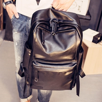 European station leather mens bag simple shoulder bag Korean version of large capacity Travel Bag bag bag soft leather mens tide backpack