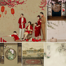 Photo studio shooting background cloth childrens photo photography anchor live Chinese style family photo ancient background paper