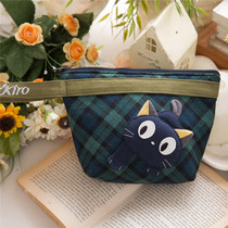 New Chic Cat Lady Cartoon Refined Key Texture Canvas Cute Zipper Hand Coin Zero Wallet 222087