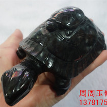 Natural Jade Nanyang Dushan jade ornaments black and white material Single Jade Xuanwu town house beast turtle back turtle small ornaments