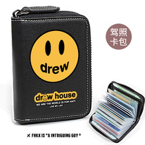 Justin Biebers Tide Cards Card Pack Men And Women Multiple Screens Large Capacity Genuine Leather Drivers License Card Bag Creative Personality