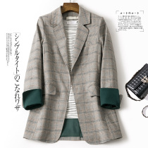 Plaid small blazer women spring and autumn 2021 New Korean version of loose British style casual Net red suit jacket