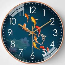 New Chinese hanging clock Living room Home Small bedroom Bedroom Mute hanging bell Chinese style Fashion light extravagant and small hanging table