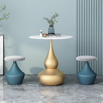 Marble table and table combination Lower chess table Beauty table minimalist wellness gourd table light luxury small tea table rock plate writing table