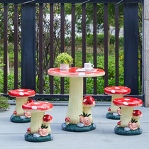 Outdoor Cartoon Mushroom Table And Chairs Balcony Small Table And Chairs Outdoor Leisure Brief About Three Sets Resin Garden Courtyard Decoration