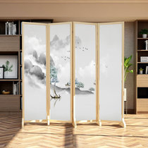 Modern simple solid wood screen partition Living room office decoration Hotel occlusion double-sided folding movable folding screen