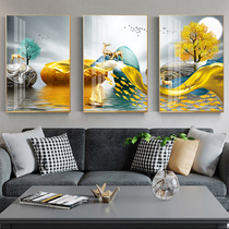 Sofa background wall decorative painting living room triple Crystal porcelain painting modern simple restaurant mural painting Nordic style light luxury hanging painting