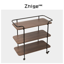 Nordic three-story simple shelf home mobile trolley restaurant dining cabinet living room dining car porch red wine rack
