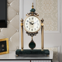 European-style light luxury metal clock living room home pendulum clock desktop ornaments creative atmosphere sitting clock Silent desktop clock