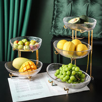 Canjay living room fruit plate household snack plate coffee table creative candy plate light luxury glass double layer high-end fruit plate