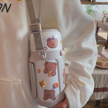 Super large capacity thermos cup creative simple girl heart cute outdoor portable 304 stainless steel hand cup kettle