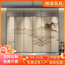 Chinese screen porch partition living room teahouse hotel lobby blocking decorative background wall foldable mobile landscape