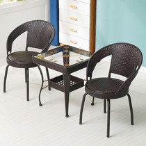 Rattan chair three-piece tea table home balcony small table chair modern simple outdoor terrace courtyard coffee table combination